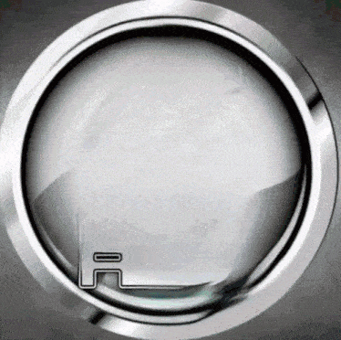 a silver circle with the letter r in the middle
