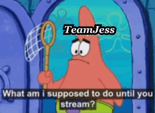 patrick star from spongebob is holding a net and asking what am i supposed to do until you stream ?