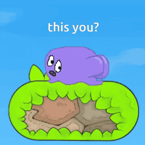 a cartoon of a purple monster with the words " this you " on the top