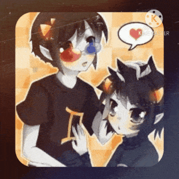 a couple of anime characters with a speech bubble that says kinemaster