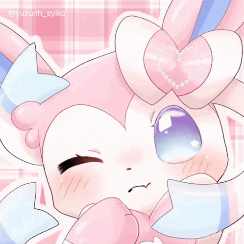 a drawing of a pink bunny with a heart on her head