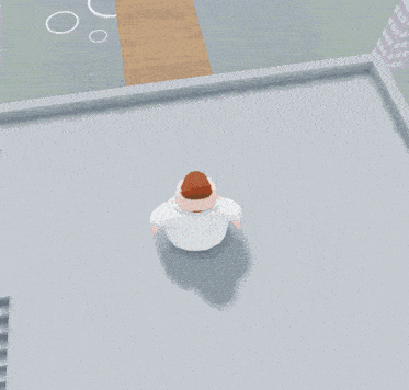a man in a white shirt is sitting on a wooden floor in a video game