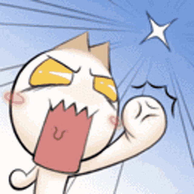 a cartoon character is making a funny face with his mouth open