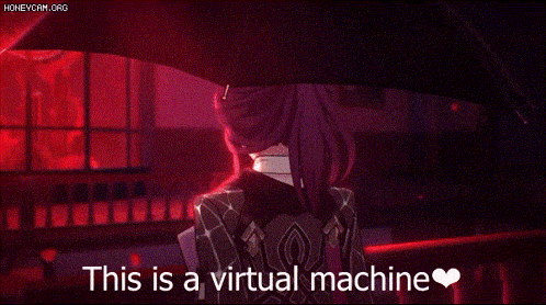 a close up of a girl with the words " this is a virtual machine "