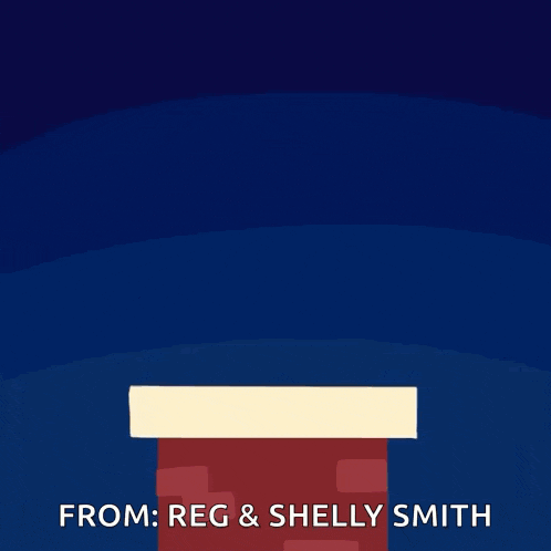 a christmas card with santa on it that says happy holidays from reg and shelly smith