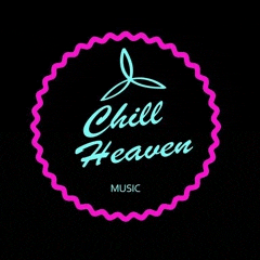 a neon sign that says chill heaven music on a black background