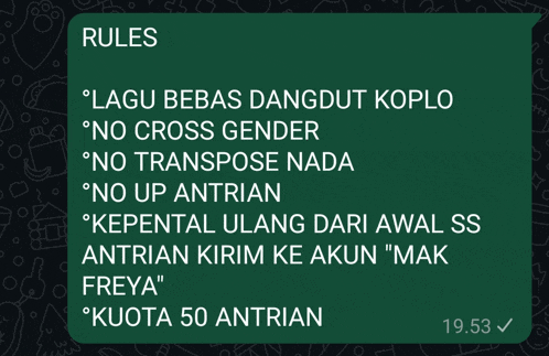 a green text message with the words rules on it