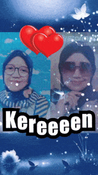 a picture of two women with the word keeeeen in the middle
