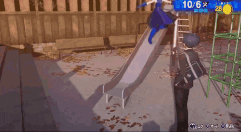 a man and a woman are standing in front of a slide with the date 10/6