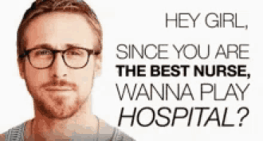 a man with glasses is asking a girl if she wants to play hospital