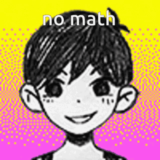 a black and white drawing of a boy with the words `` no math '' written on the bottom .