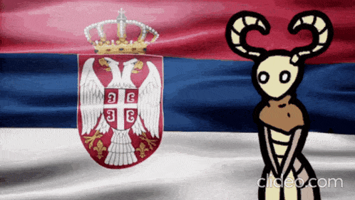 a cartoon of a bug standing in front of a flag that says ' srbija '