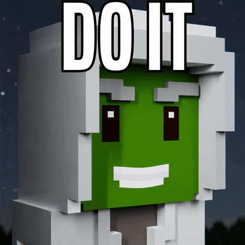 a green and white block with the words do it written on it