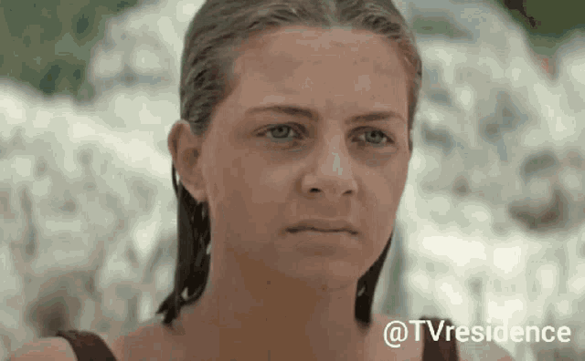 a close up of a woman 's face with the hashtag tvresidence