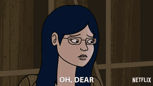 a cartoon of a woman saying oh dear in front of a netflix logo