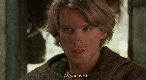 a close up of a man 's face with the words as you wish on the bottom right