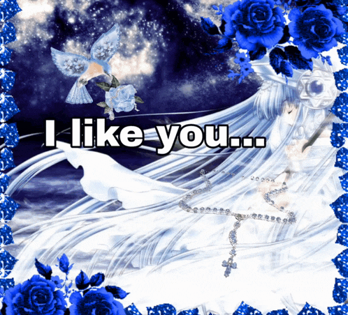 a picture of a girl with the words " i like you " on it