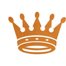 a silhouette of a crown with a circle in the middle on a white background .