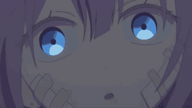 a close up of a girl with blue eyes