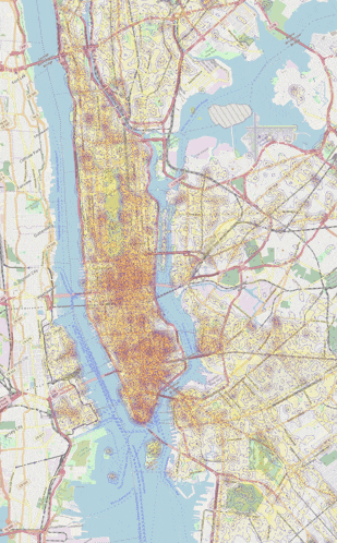 a large map of new york city shows a lot of roads