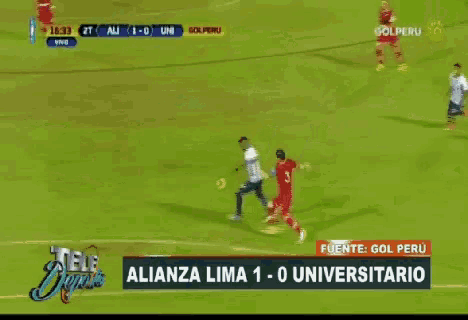 a soccer game is being shown on a television screen