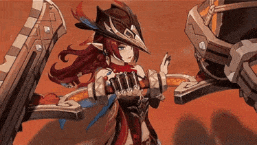a woman in a cowboy hat is holding a sword in a video game .