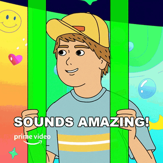 a cartoon of a boy behind bars with the words sounds amazing on the bottom