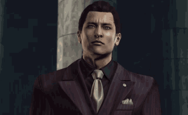 a man in a suit is saying farewell in a video game