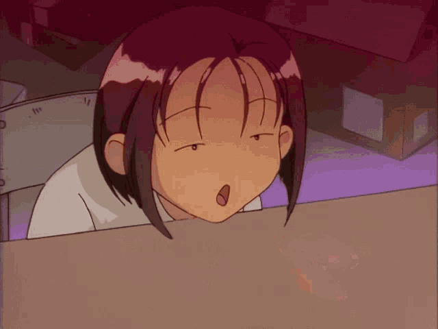 a cartoon character with a purple background is making a face
