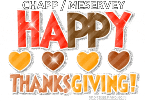 a happy thanksgiving sign with hearts and the name chapp