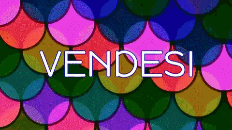 a colorful background with the word vendesi in white
