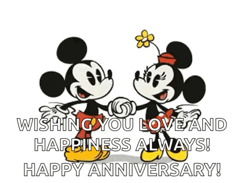 Happy Wedding Anniversary Minnie And Mickey Mouse GIF - Happy Wedding Anniversary Minnie And Mickey Mouse Kiss GIFs
