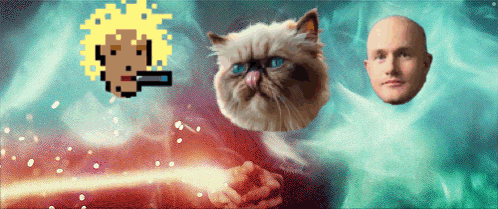 a pixel art of a cat and a man 's head with the word punk on it