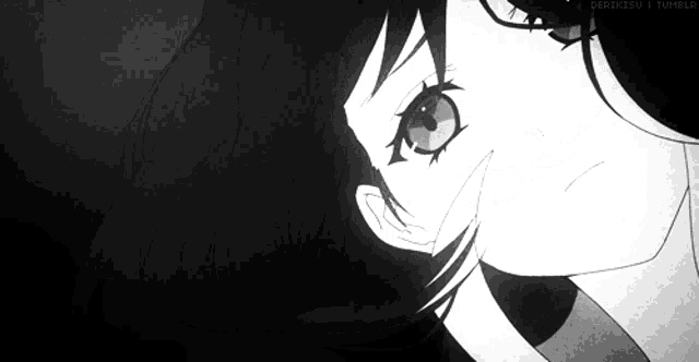 a black and white drawing of a girl 's face