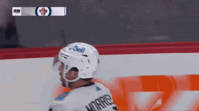a hockey player with the name morrissey on his back