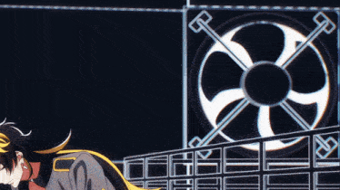 a drawing of a fan with the letter b visible