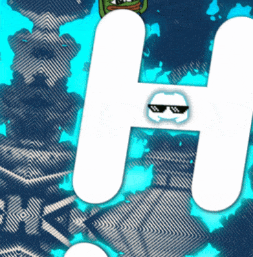 a white letter h with a frog on top of it