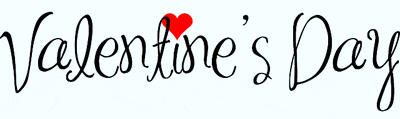 the word valentine 's day is written in black with a red heart in the middle