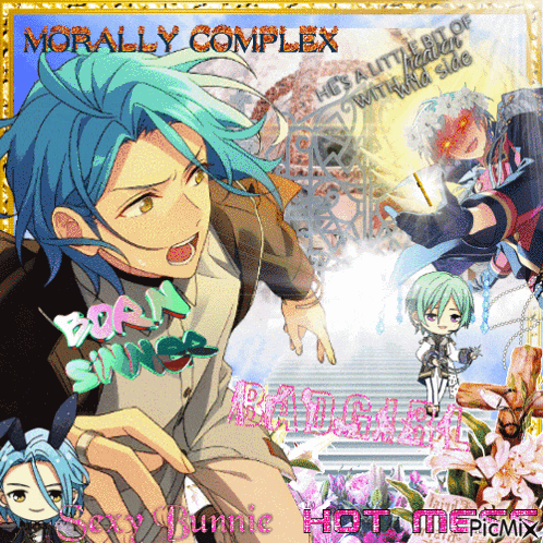 a collage of anime characters with morally complex written on the bottom