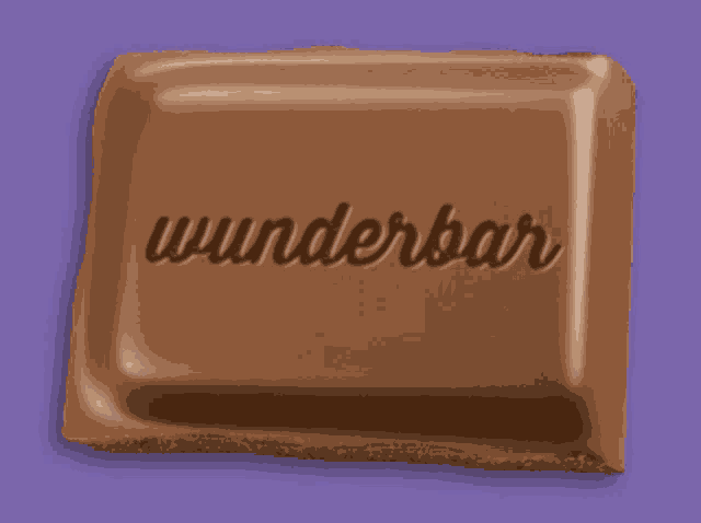 a piece of chocolate with the word wunderbar written on it