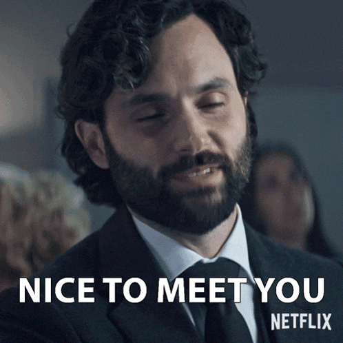 a man in a suit and tie says nice to meet you on a netflix poster