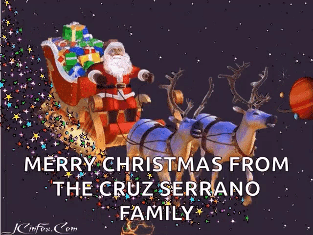 a christmas card that says merry christmas from the cruz serrano family