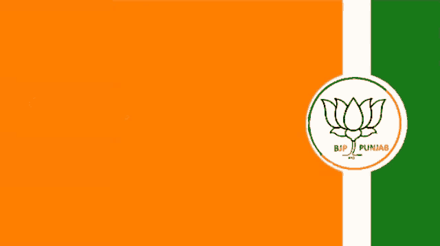 an orange white and green background with a bjp punjab logo on it