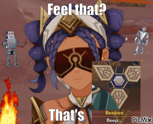a picture of a girl with a mask and the words feel that that 's that 's beep