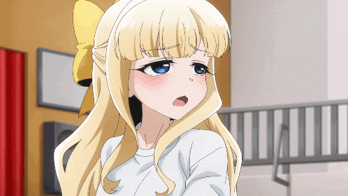 a blonde anime girl with blue eyes and a yellow bow on her hair