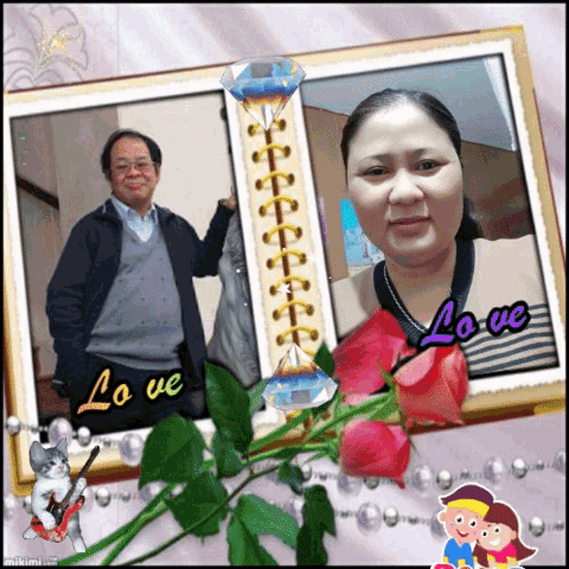 a picture of a man and a woman with the words love on the bottom right