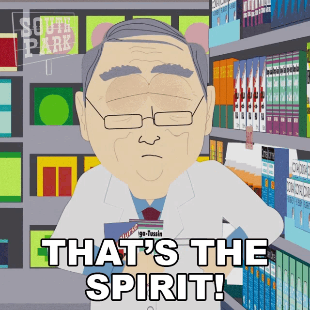 a cartoon of a doctor says that 's the spirit