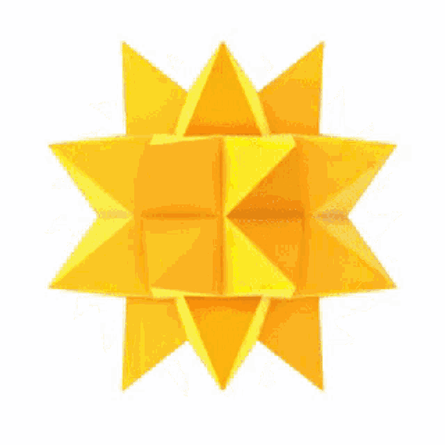 a sphere made of yellow triangles with a white background