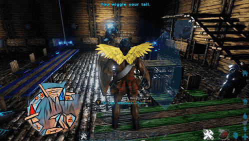 a screenshot of a video game with the words you wiggle your tail at the top