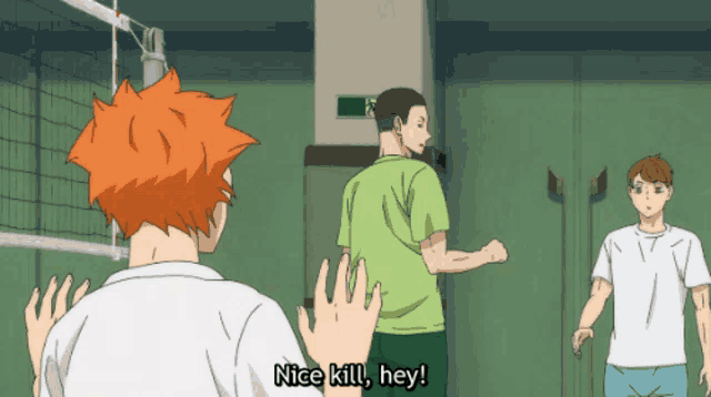 a volleyball player says nice kill hey